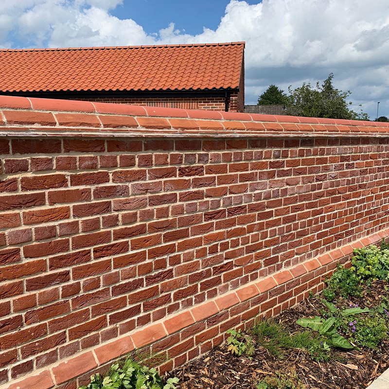 Close up of a wall constructed in the Ashvale Blend Brick