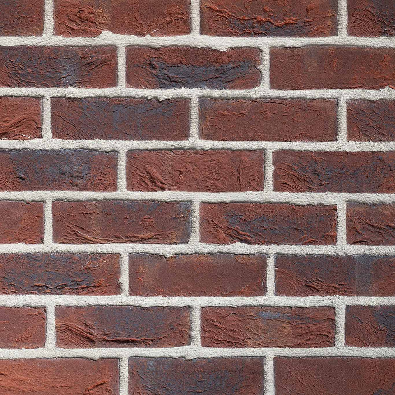 Blue Purple Antique brick panel with light mortar.