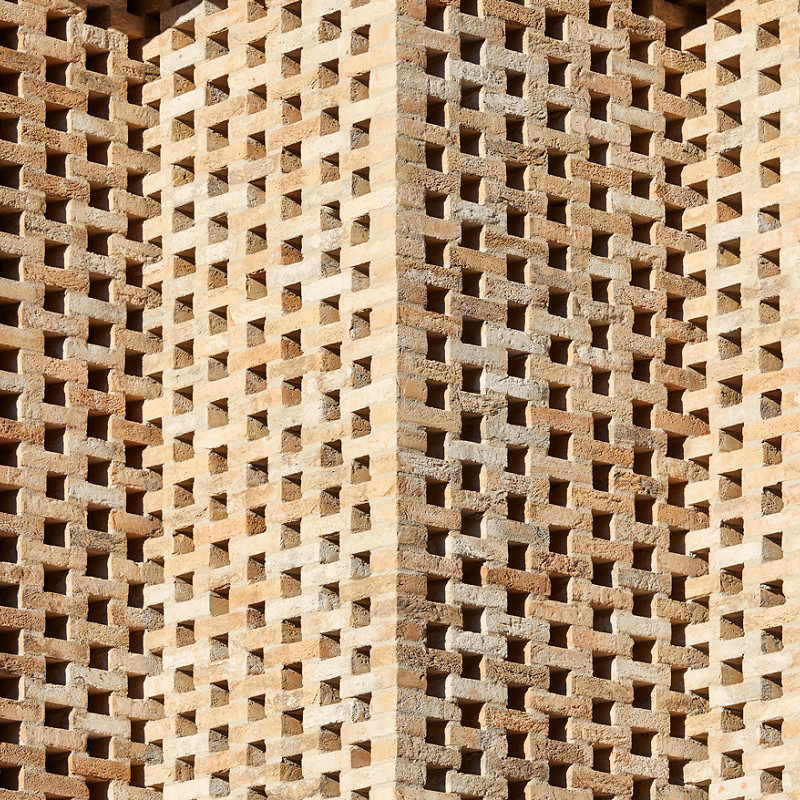 A close up of hit and miss brick work at the borough yards development.