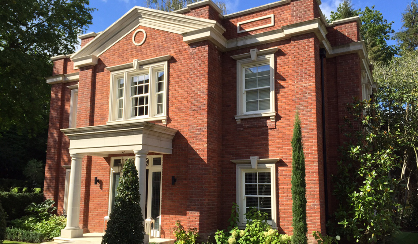 wet cast stone portico.