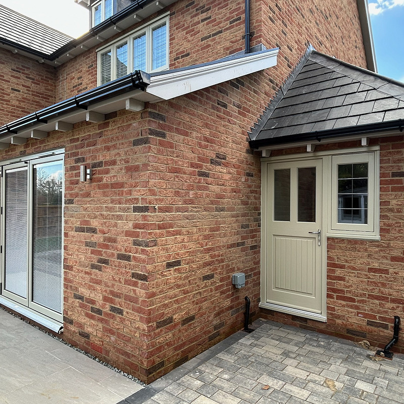 House constructed with a rustic brick.