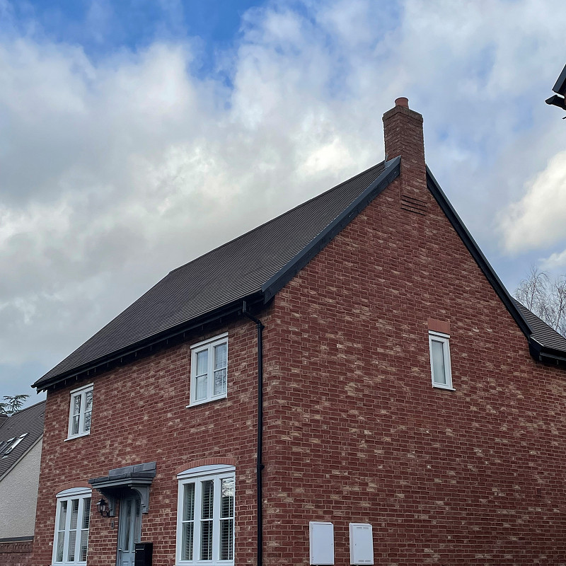 new build house constructed in a red multi facing brick.