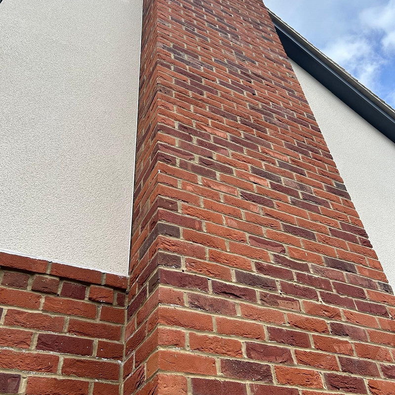 close up of a brick chimney.
