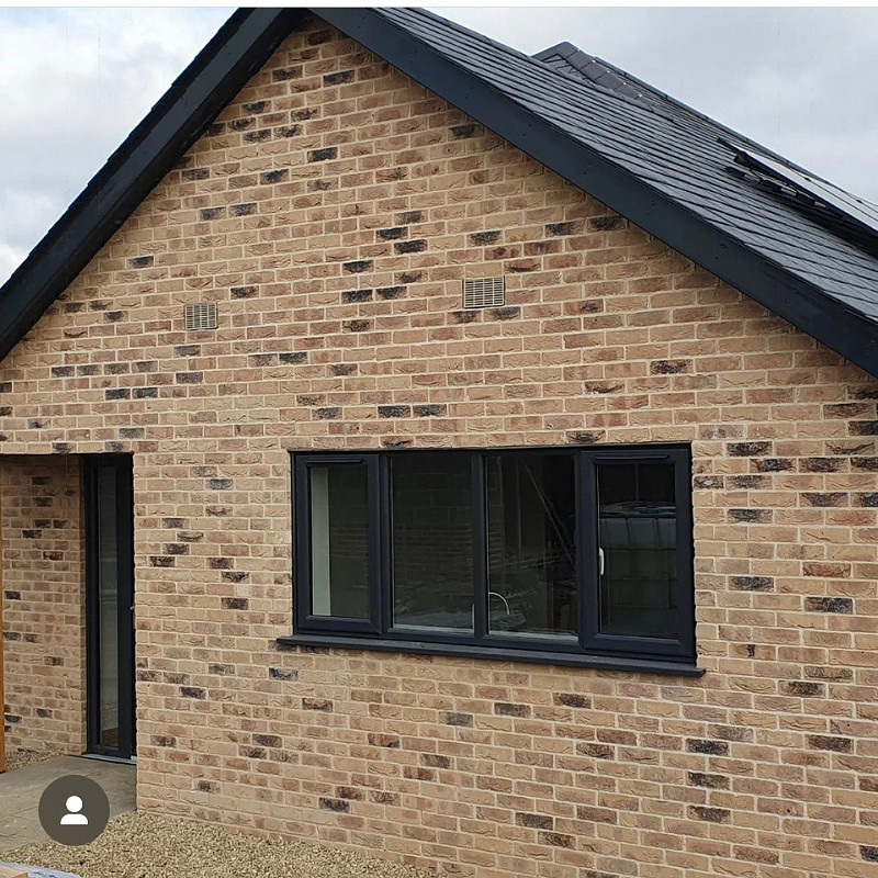 Close up of buff brickwork.