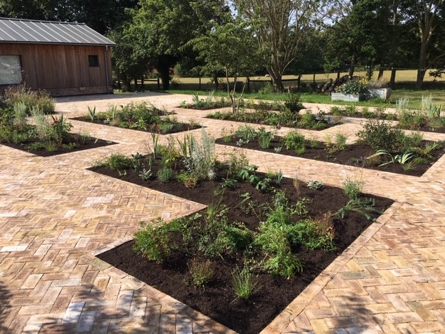 Clay paver landscaping project.