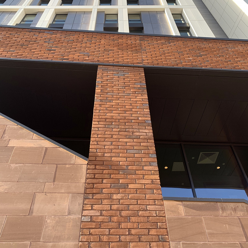 close up of a waterstruck brick.