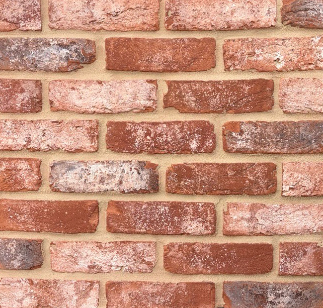 Close up of a red multi tumbled brick.